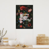 Achtsames Joga-Zitat + Blumengemälde Poster (Küche)