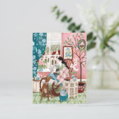 Achtsames pinkfarbenes, gemütliches bleibe-Zuhause Postkarte (Stehend Vorderseite)