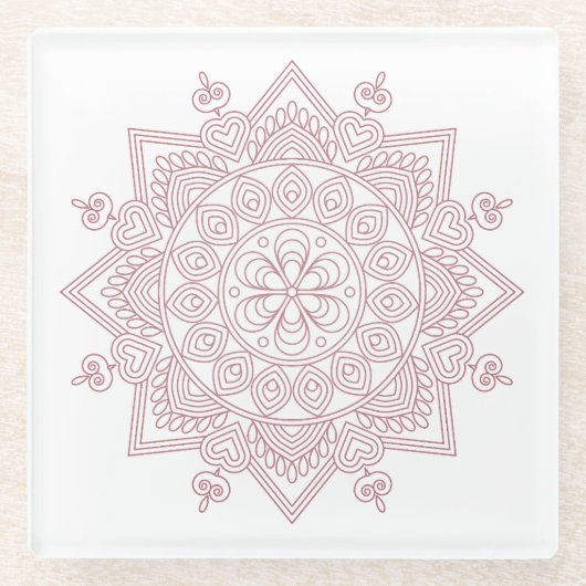 Achtsamkeit Mandala Design Glass Untersetzer (Vorderseite)
