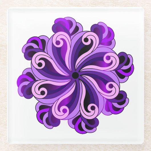 Achtsamkeit Mandala Design Glass Untersetzer (Vorderseite)