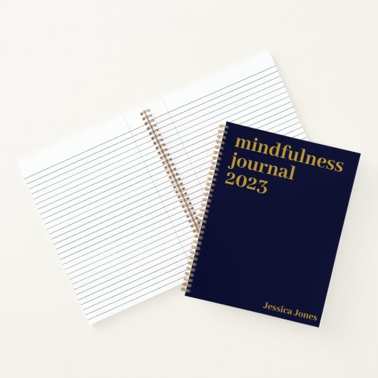Achtsamkeit Navy Blue Gold Minimalistisch Notizblock (Innenseite)