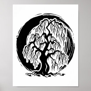 Achtsamkeit Trauerweide Baum Meditation Buddhismus Poster