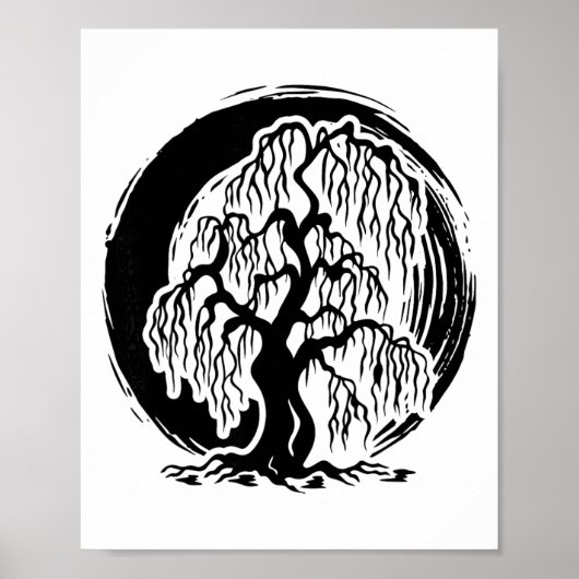 Achtsamkeit Trauerweide Baum Meditation Buddhismus Poster (Vorne)
