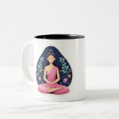 Achtsamkeit und Meditation Zweifarbige Tasse (Vorderseite Links)