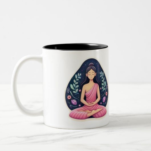 Achtsamkeit und Meditation Zweifarbige Tasse (Links)