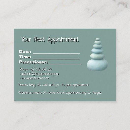 Achtsamkeit Wellness Consultant Zen Lotus Aquamari Terminkarte (Rückseite)