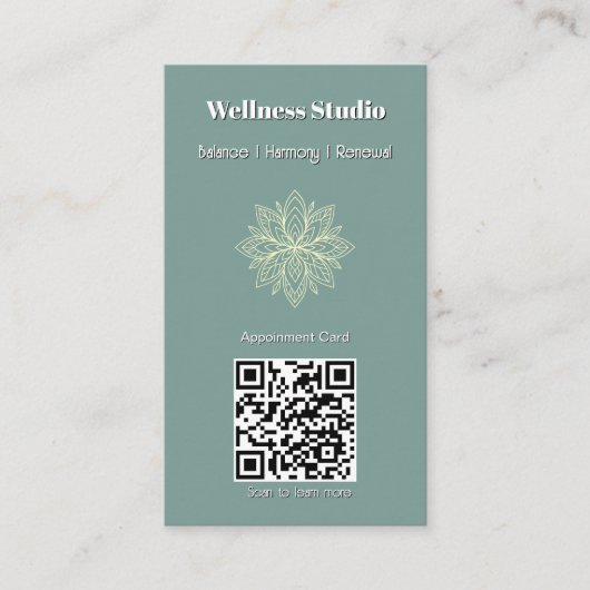 Achtsamkeit Wellness Consultant Zen Lotus Aquamari Terminkarte (Vorderseite)