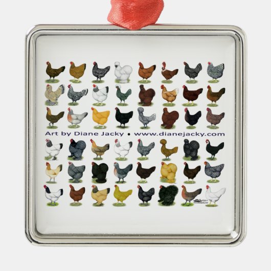 Achtundvierzig HennePromo Silbernes Ornament (Vorne)