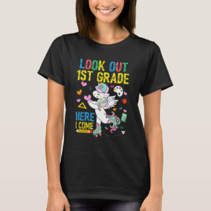 Achtung 1. Klasse, ich komme Einhorn erster Schult T-Shirt