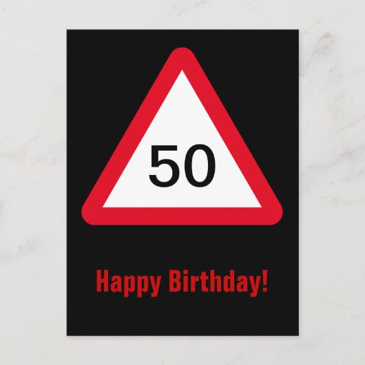 Achtung: 50. Geburtstag Postkarte (Vorderseite)