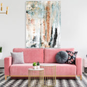 'Achtung' Aquamarine und braune Abstrakte Kunst Leinwanddruck (Insitu (Wohnzimmer))