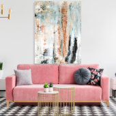 'Achtung' Aquamarine und braune Abstrakte Kunst Leinwanddruck (Insitu (Wohnzimmer))