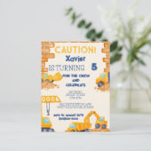 ACHTUNG! Bauwagen Einladung zum Geburtstag Postkarte (Stehend Vorderseite)