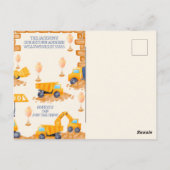 ACHTUNG! Bauwagen Einladung zum Geburtstag Postkarte (Rückseite)