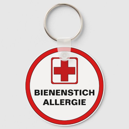 Achtung - Bienenstich Allergie Schlüsselanhänger (Vorderseite)
