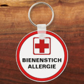 Achtung - Bienenstich Allergie Schlüsselanhänger (Vorderseite)