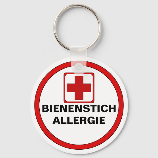 Achtung - Bienenstich Allergie Schlüsselanhänger (Vorderseite)