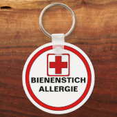 Achtung - Bienenstich Allergie Schlüsselanhänger (Vorderseite)