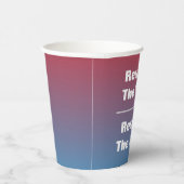 Achtung der Abstimmung und der Stimme Pappbecher (Rechts)