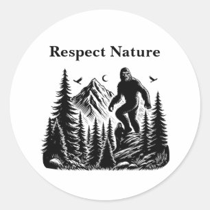 Achtung der Natur Yeti Bigfoot Ink Runder Aufkleber