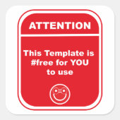 Achtung: Diese Vorlage ist #free für Cutomize Quadratischer Aufkleber (Vorderseite)