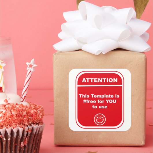 Achtung: Diese Vorlage ist #free für Cutomize Quadratischer Aufkleber (Party)