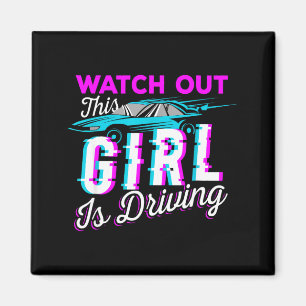 Achtung Dieses Mädchen Fährt Lustig Design Für Ne Magnet