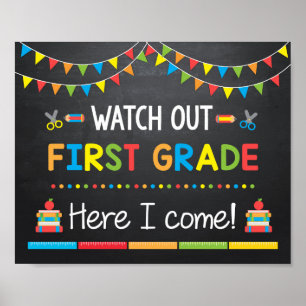 Achtung, erste Klasse, ich komme, Tafel-Schild Poster