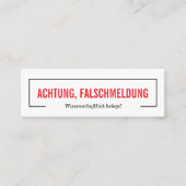 Achtung Falschmeldung Mini Visitenkarte (Vorderseite)
