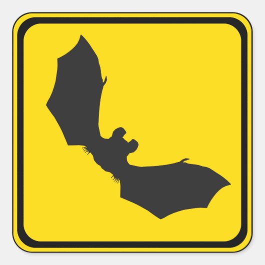 Achtung: Fledermäuse! Quadratischer Aufkleber (Vorderseite)