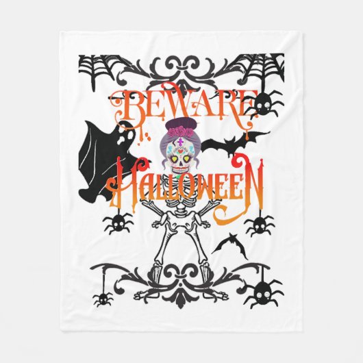 Achtung Halloween Fleecedecke (Vorderseite)