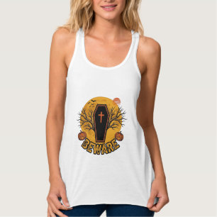 Achtung Halloween Sarg Kürbis Vintage-Shirt Desi Tank Top