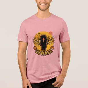 Achtung Halloween Sarg Kürbis Vintage-Shirt Desi Tri-Blend Shirt