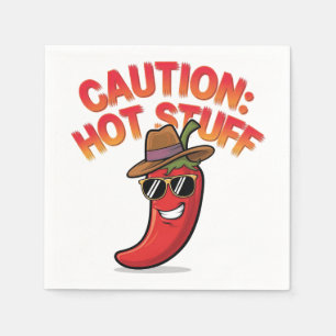 Achtung: Heiße Sache Design - Lustiger Chili-Pfeff Serviette