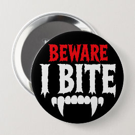 Achtung, ich beiße lustiger Vampir Halloween Button