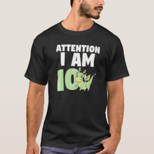 Achtung Ich bin 10 Dragon Zehnte Geburtstagsdrache T-Shirt
