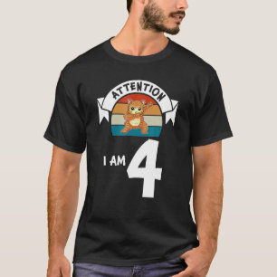 Achtung Ich bin 4 Katze 4H Geburtstag Junge Geburt T-Shirt