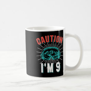 Achtung Ich bin 9 Skifahren 9. Geburtstag Snowboar Kaffeetasse