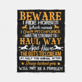 Achtung, ich fahre Pferde Reiten Pferd Reitpferd Fleecedecke (Vorderseite)