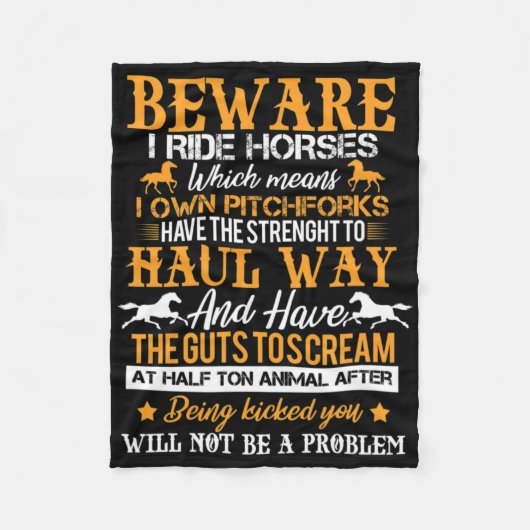 Achtung, ich fahre Pferde Reiten Pferd Reitpferd Fleecedecke (Vorderseite)