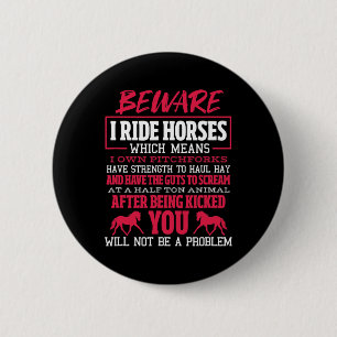 Achtung, ich fahre Pferde Reiten Reiten Button