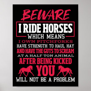 Achtung, ich fahre Pferde Reiten Reiten Poster