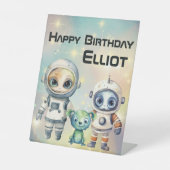 Achtung intergalaktischer Geburtstag Sockelschild (Vorderseite)