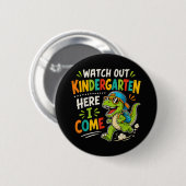 Achtung Kindergarten ich komme Dino Button (Vorne & Hinten)