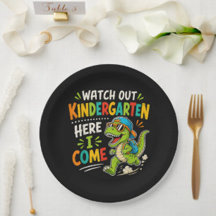Achtung Kindergarten ich komme Dino Pappteller