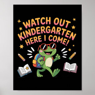 Achtung Kindergarten ich komme Frosch zurück zur S Poster