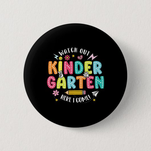 Achtung Kindergarten Ich komme Kindergarten Lehrer Button (Vorderseite)