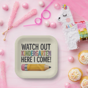 Achtung Kindergarten, ich komme zurück zur Schule  Pappteller