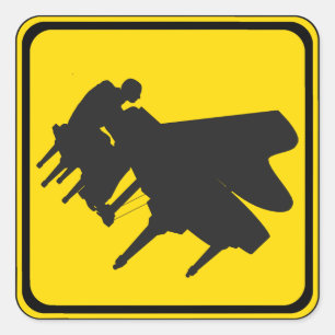 Achtung: Klavierspieler voraus! Quadratischer Aufkleber