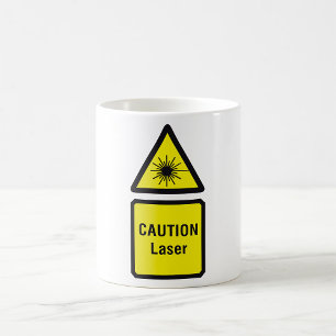 Achtung Laser Warnschild Kaffeetasse